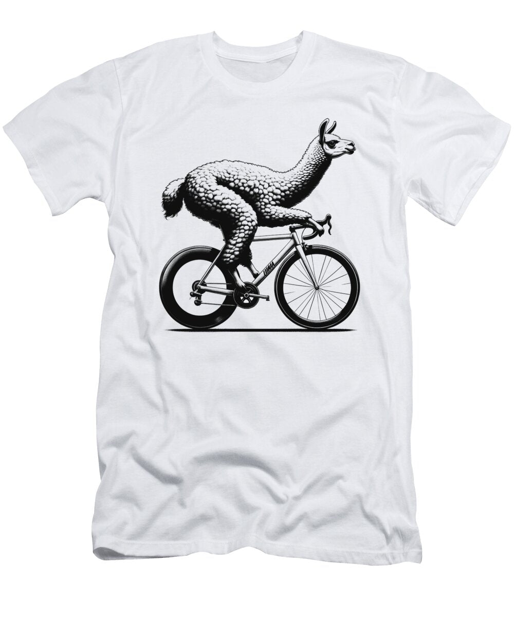 Llama Alpaca Riding Bike Biker Bicycle Lover Biking Job T-Shirt