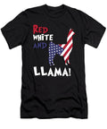 Llama American Flag Patriotic Red White Noirty Designs T-Shirt