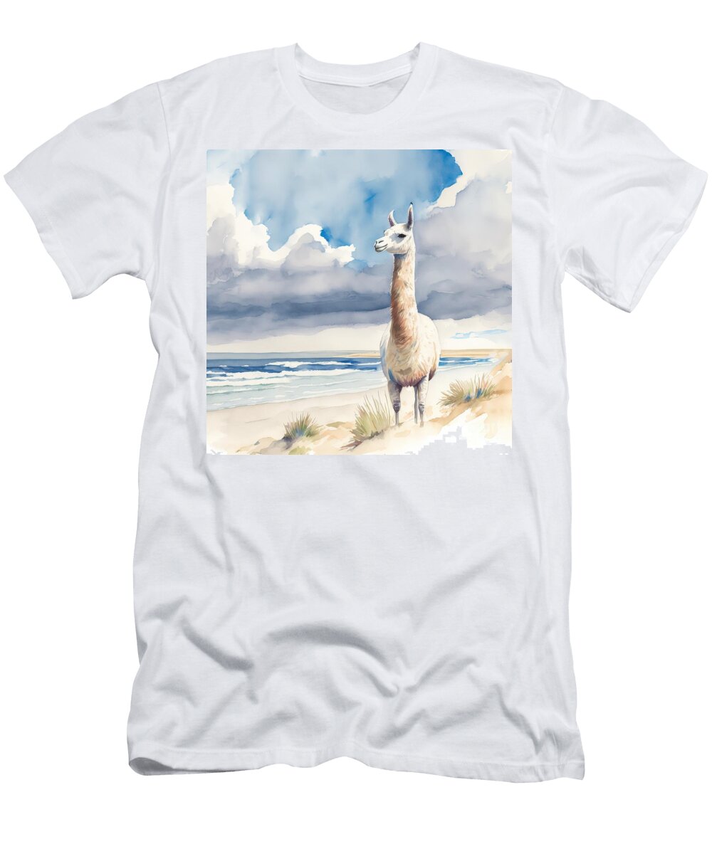 Llama At Beach N Akkash T-Shirt