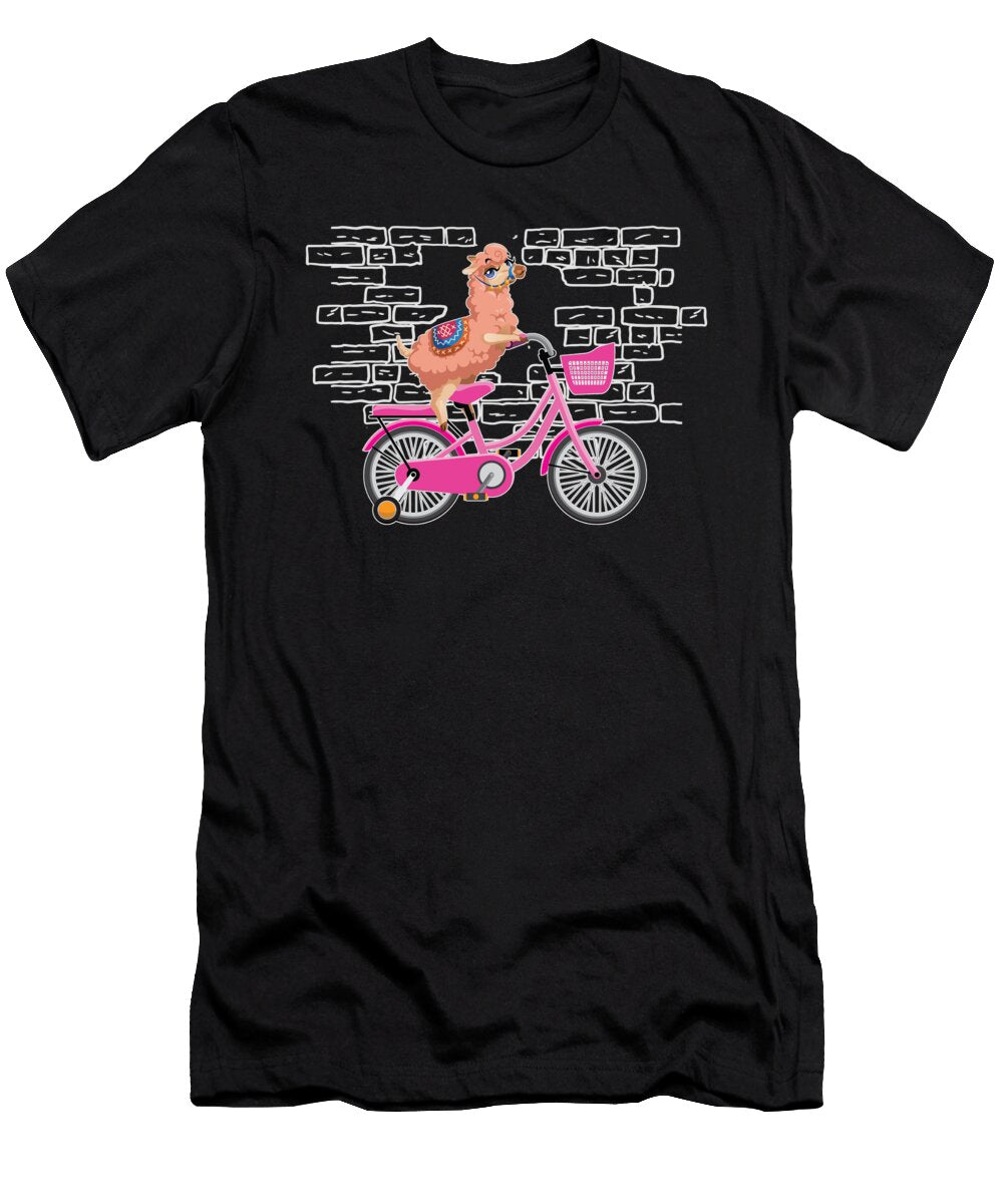 Llama Bicycle Animal Alpaca Lamaist Llama Crazy Squirrel T-Shirt