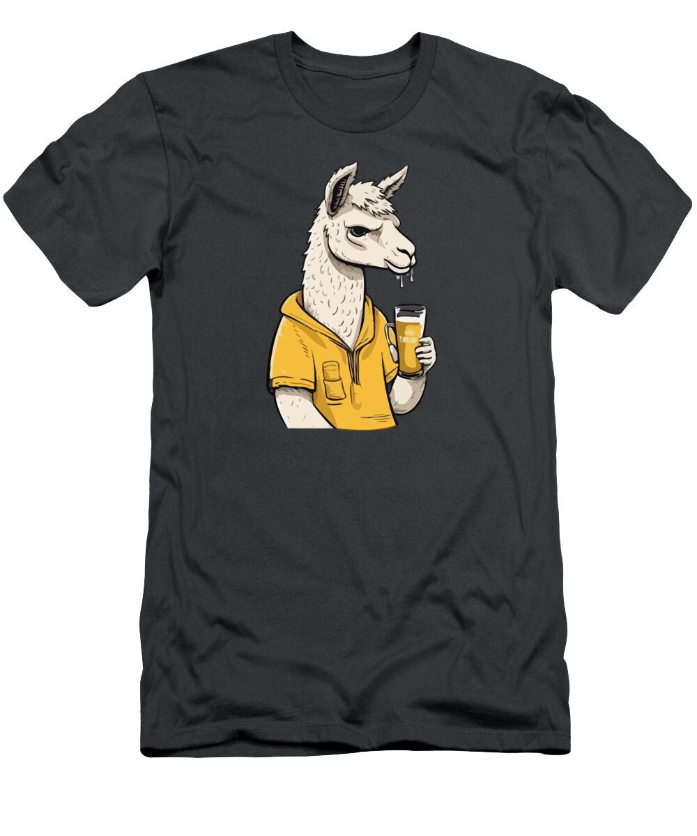 Llama Drinking Beer Amir Faysal T-Shirt