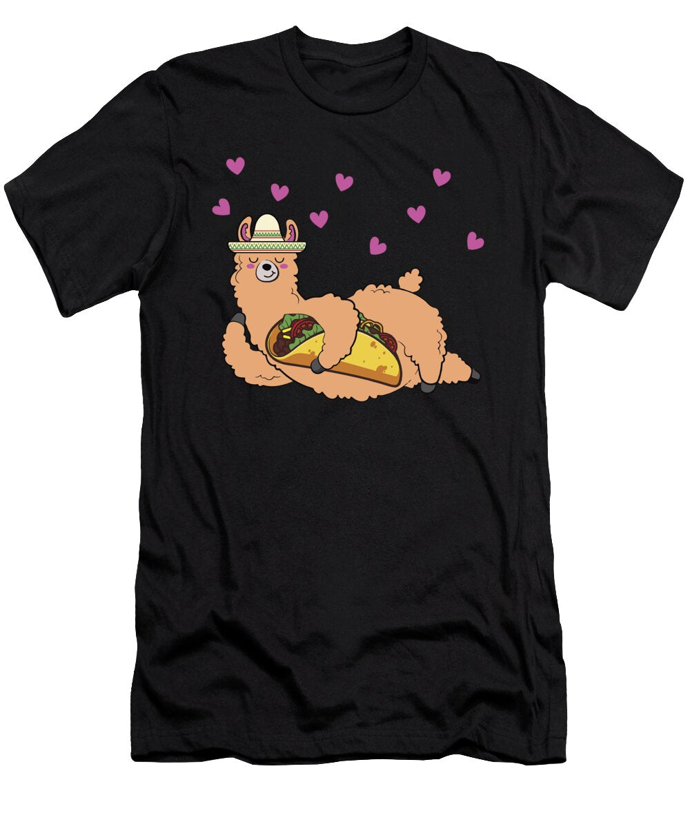 Llama Eating Taco Cool Mexican Alpaca Funny Eboni Dabila T-Shirt