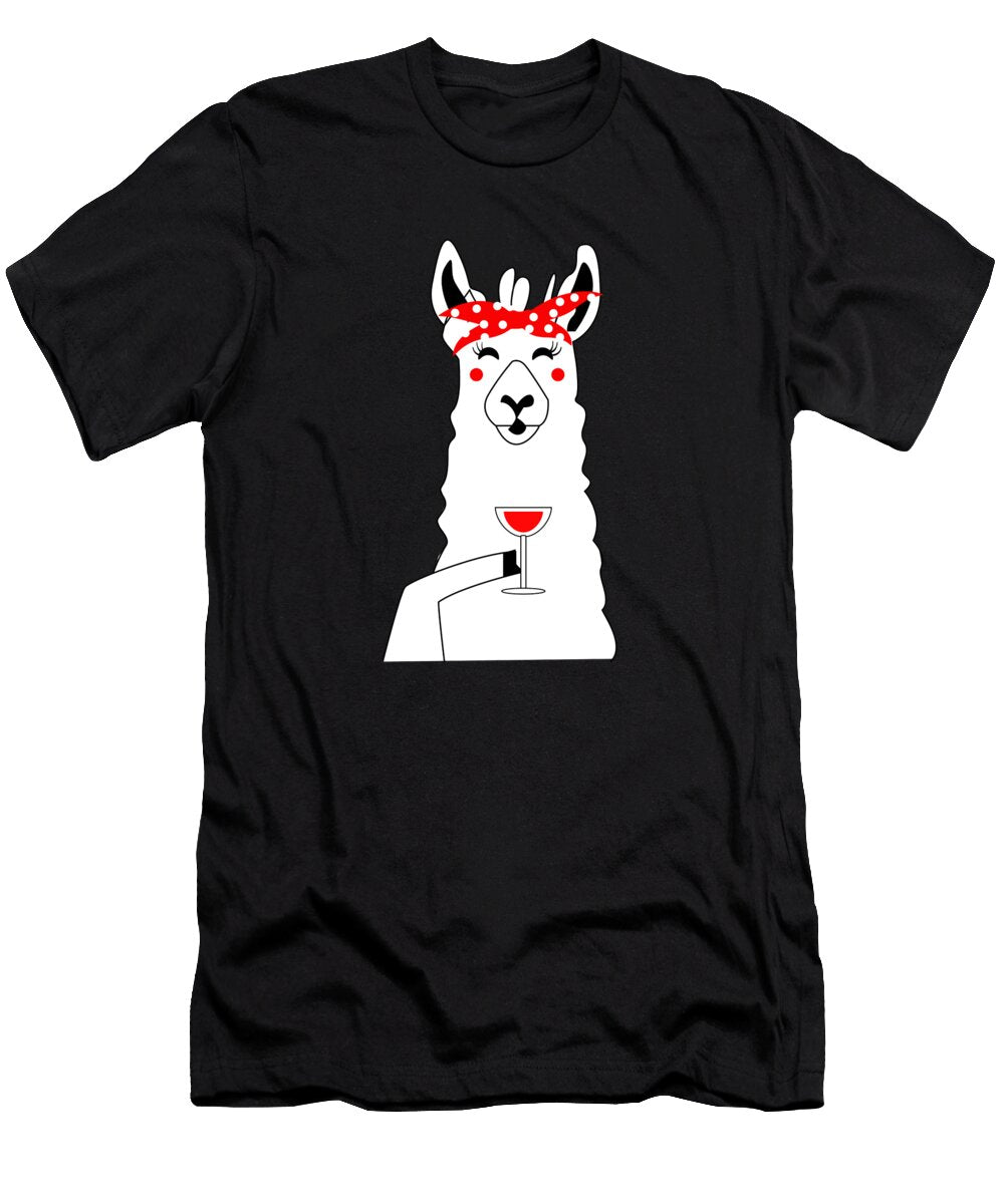 Llama for Red Wine Lovers Evgenia Halbach T-Shirt
