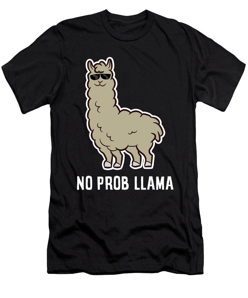 Llama Gift No Probllama Llama with Sunglasses Eq Designs T-Shirt