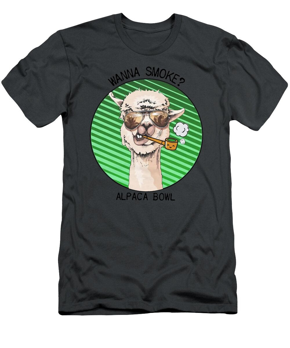 Llama Glasses Pipe Wanna S M O K E Alpaca Bowl Tshir Bror Antonsson T-Shirt