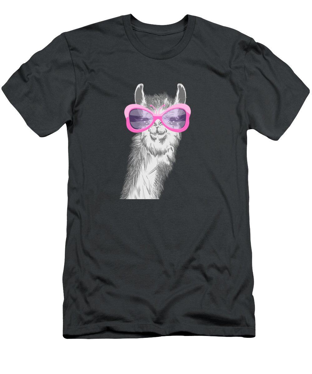 Llama Pink Glasses Cartoon Johnnie Art T-Shirt