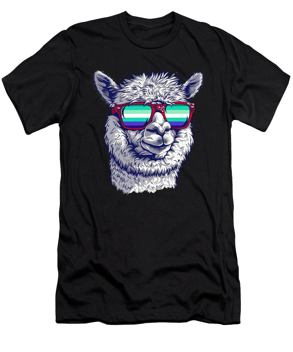 Llama Portrait Sunglasses Gay Male Flag Mlm Lgbt Coami Tacti T-Shirt