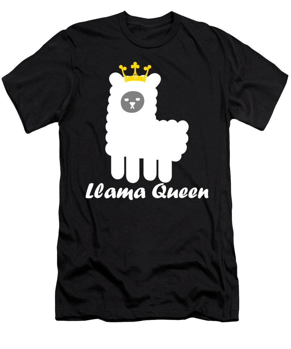 Llama Queen Cute Animal Crown Lark Designs T-Shirt