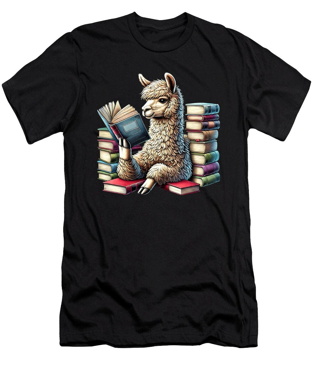 Llama Reading Book Reader Bookworm Alpaca Lover Job T-Shirt