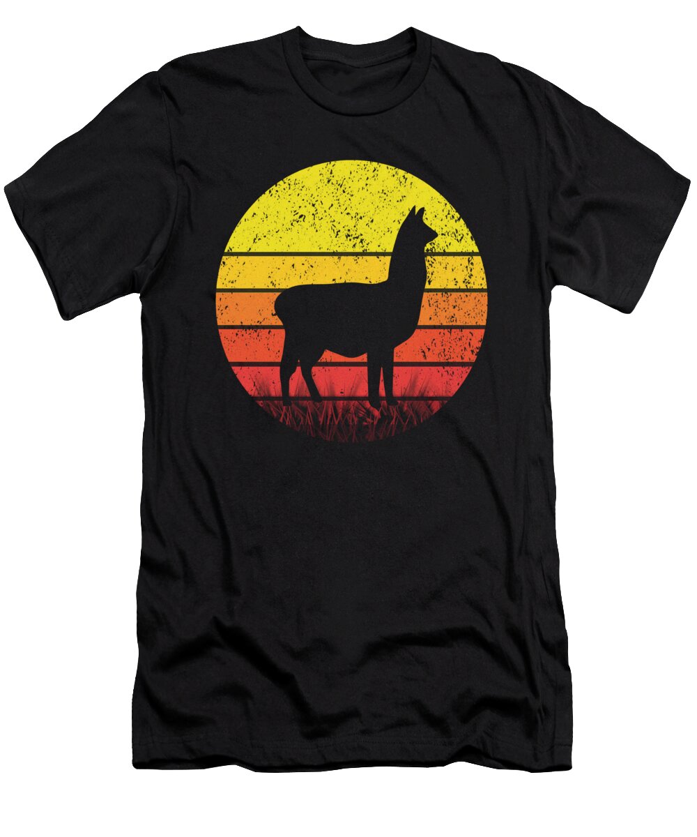 Llama Retro and Vintage Style 80s and 70s Gift Art Grabitees T-Shirt