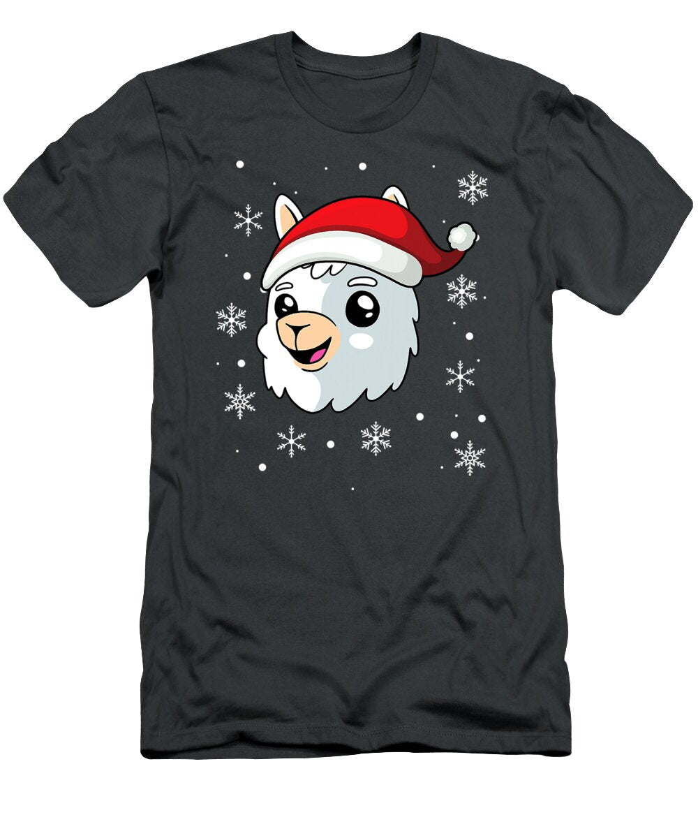 Llama Santa Xmas Winter Snowflake Cute Landon Nostaln T-Shirt