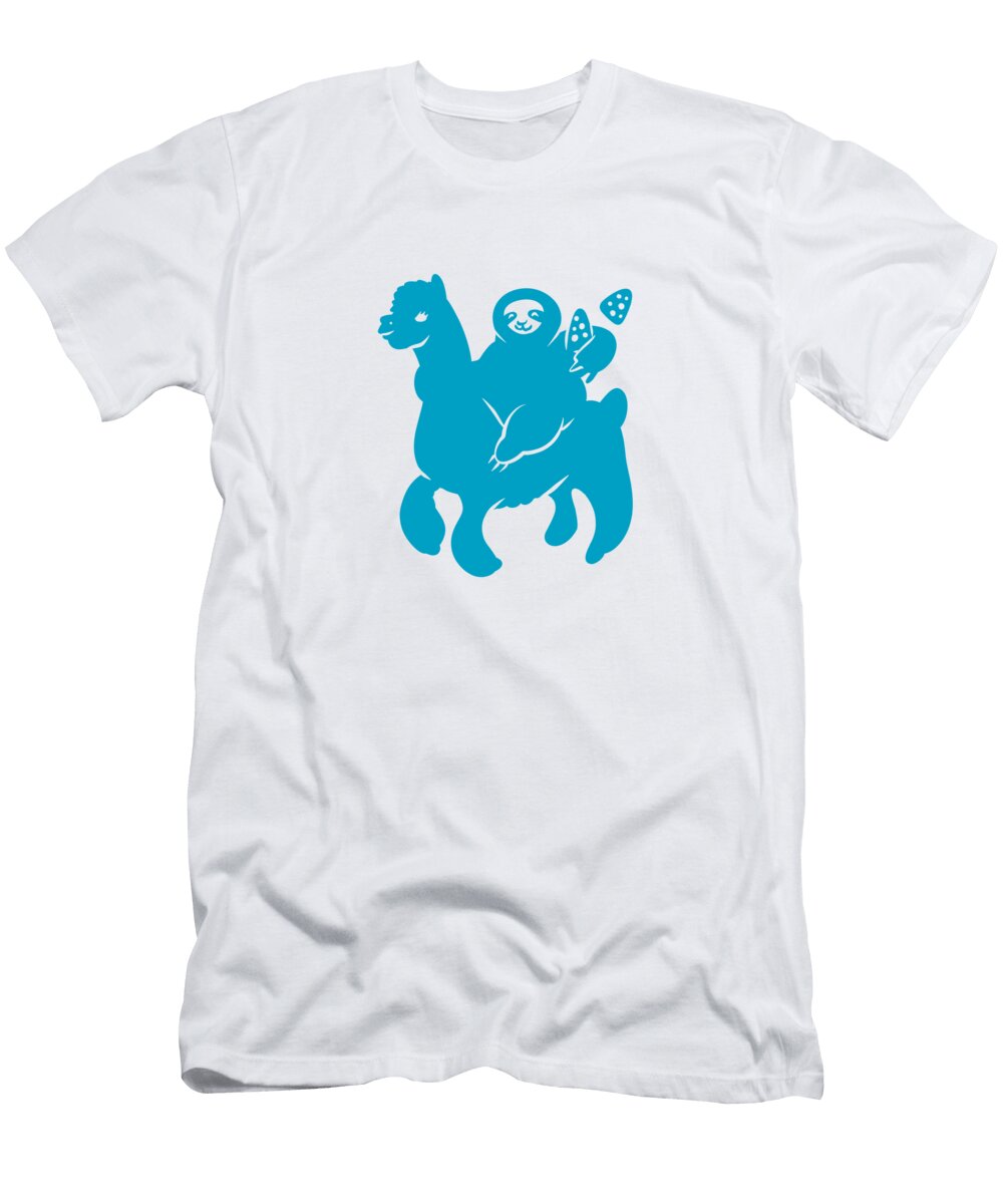 Llama Sloth Pizza Johnnie Art T-Shirt
