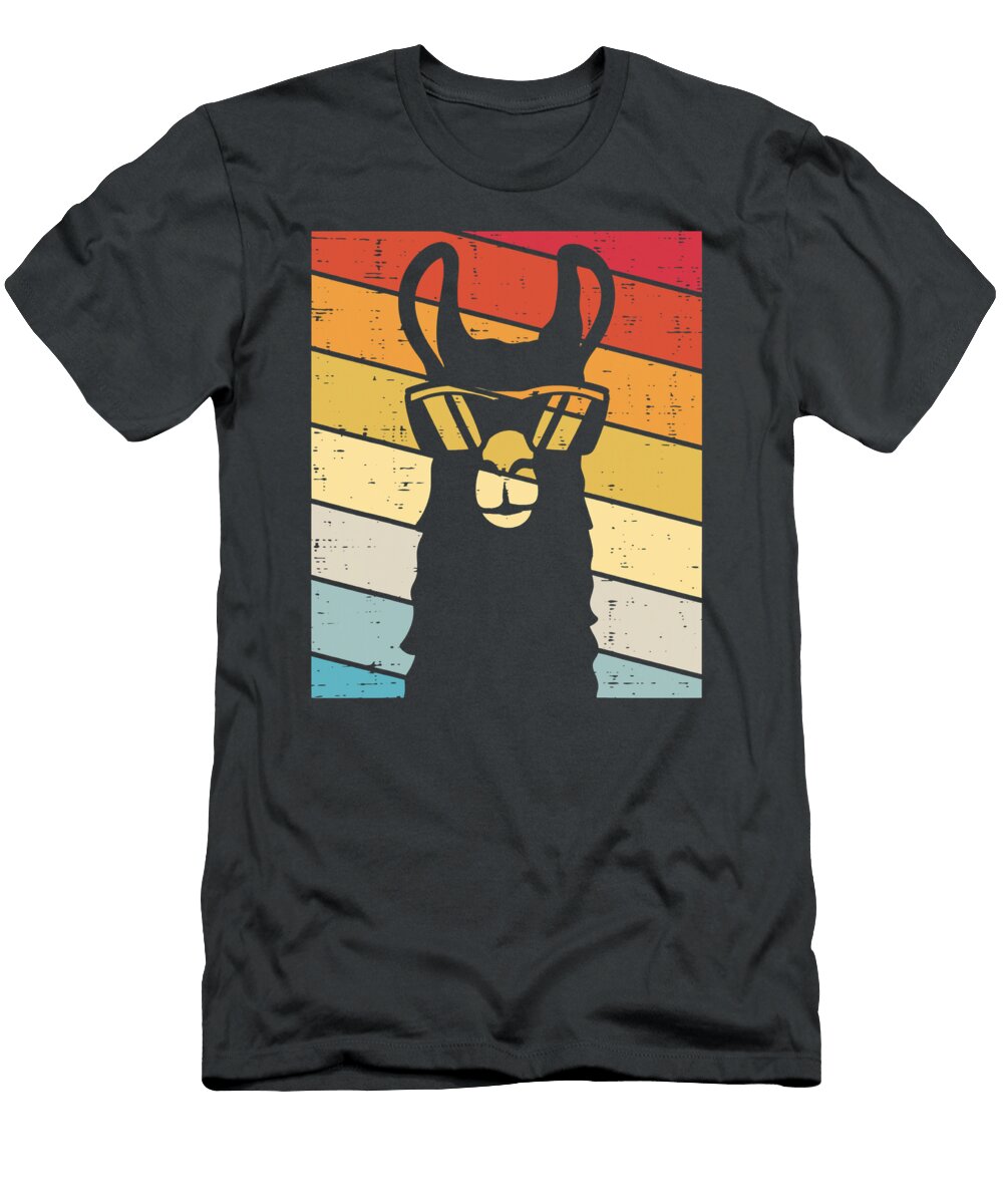 Llama Sunglasses Lines Retro Alpaca Landon Nostaln T-Shirt