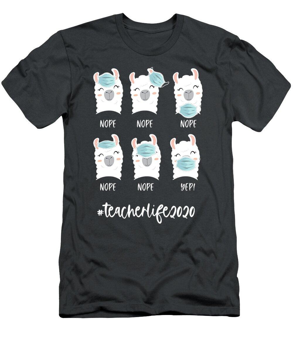 Llama Teacher Mask Teacher Life 2020 Landon Nostaln T-Shirt