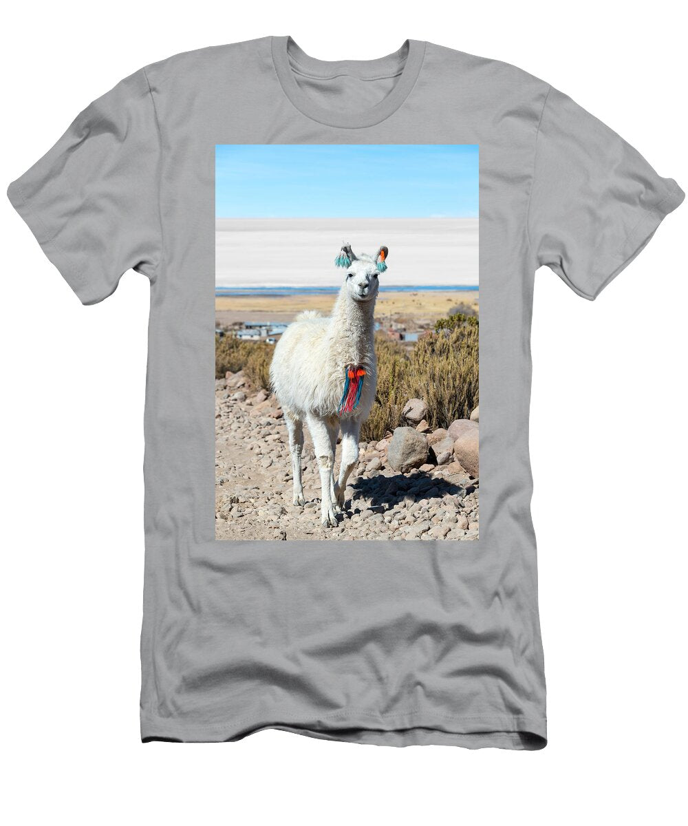Llama with Uyuni Salt Flats Jess Kraft T-Shirt