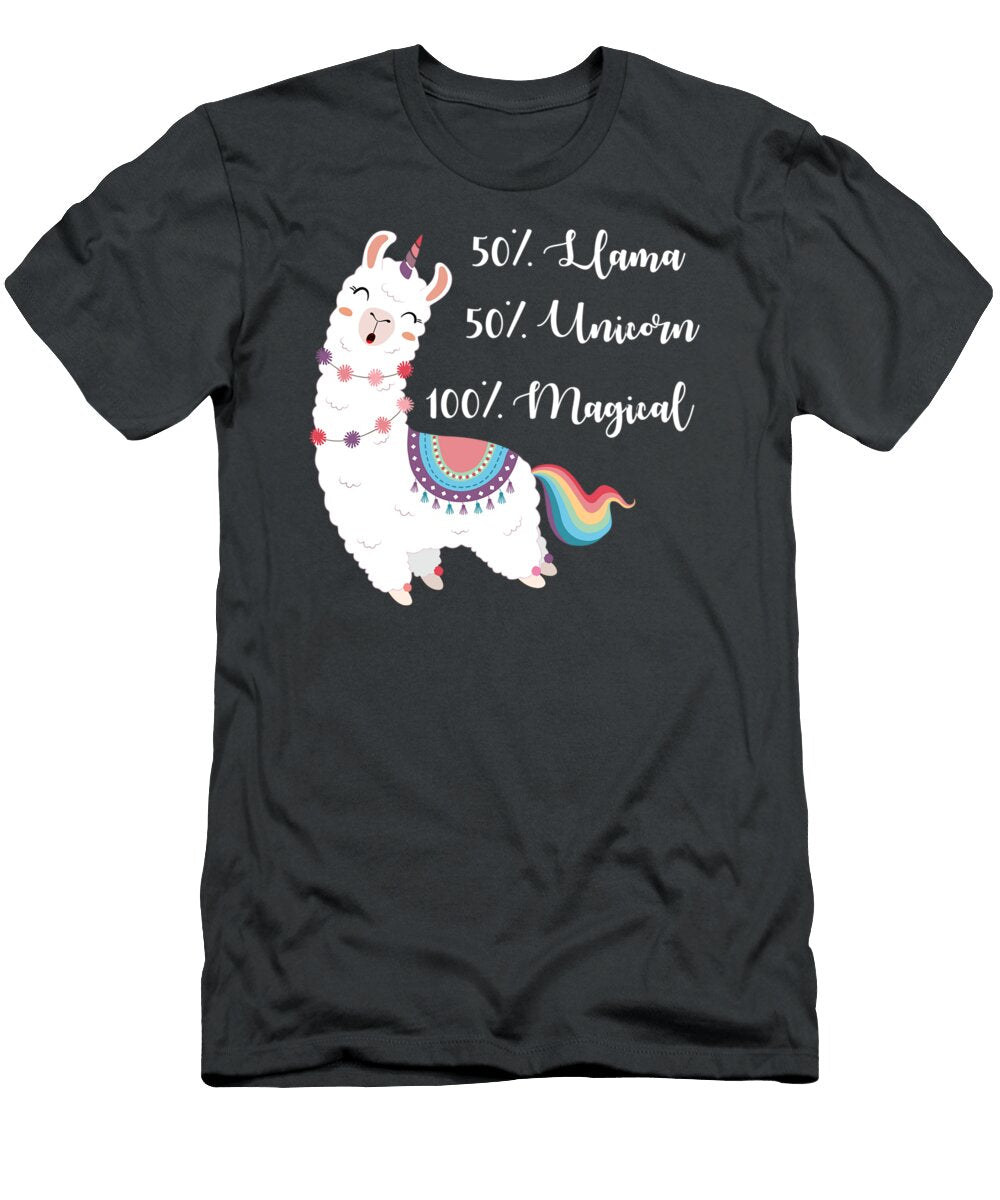 Llamacorn 50 Llama 50 Unicorn 100 Magical Magic Alpaca Kaylai Doria T-Shirt