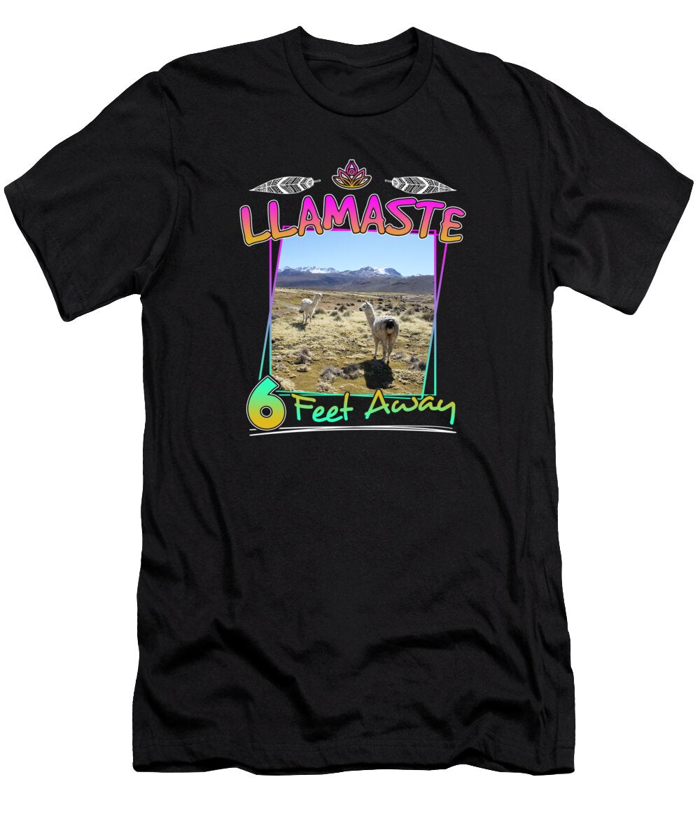 Llamaste 6 Feet Away Cute Yoga Pun Quote Gift Latin America Focus T-Shirt