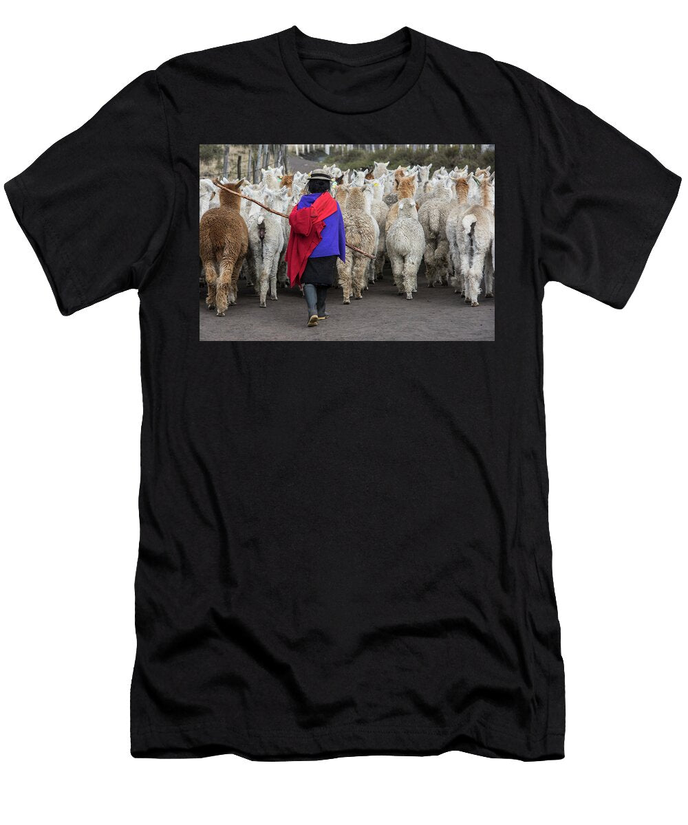 Local Quichua Indigenous Herding Alpaca Domestic Herd Pete Oxford Natureplcom T-Shirt