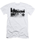 Longs Peak Bear Lake Landscape Black and White Drawing Long Shot T-Shirt