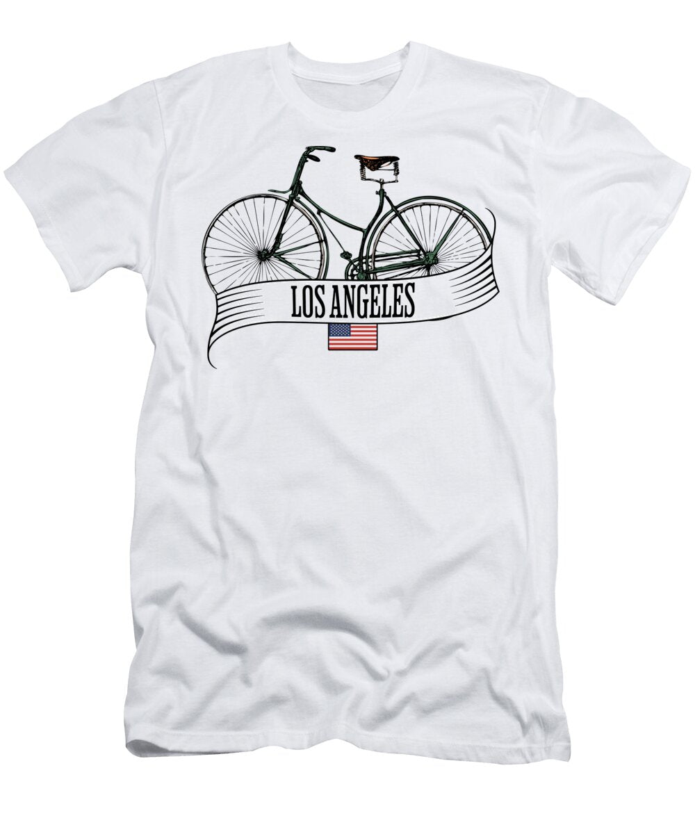 Los Angeles California American Flag Bicycle California Dreaming Exploring Socals Metropolis Dnt Prints T-Shirt