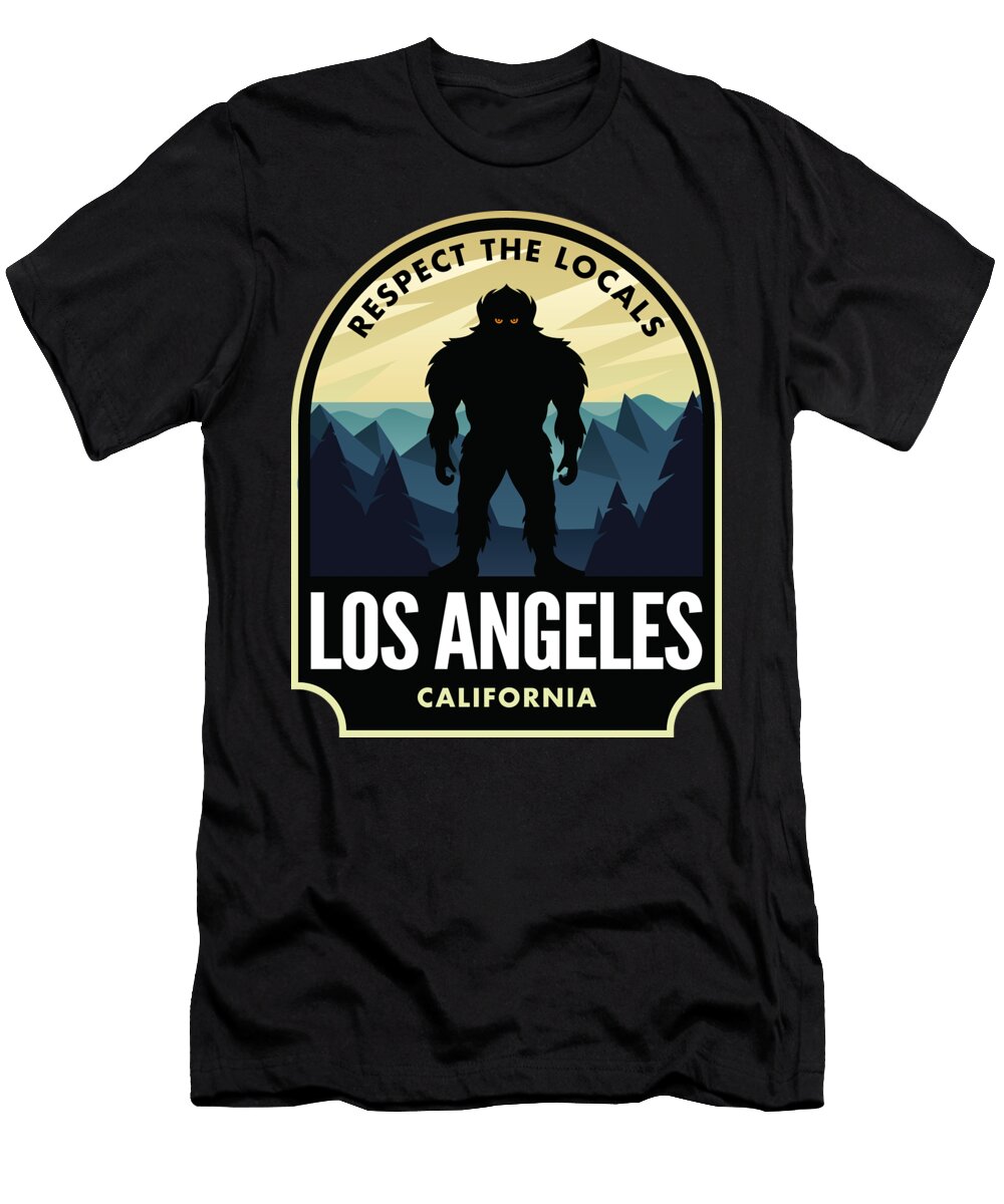 Los Angeles California Bigfoot Sasquatch Coastal Charms and Urban Delights Dnt Prints T-Shirt