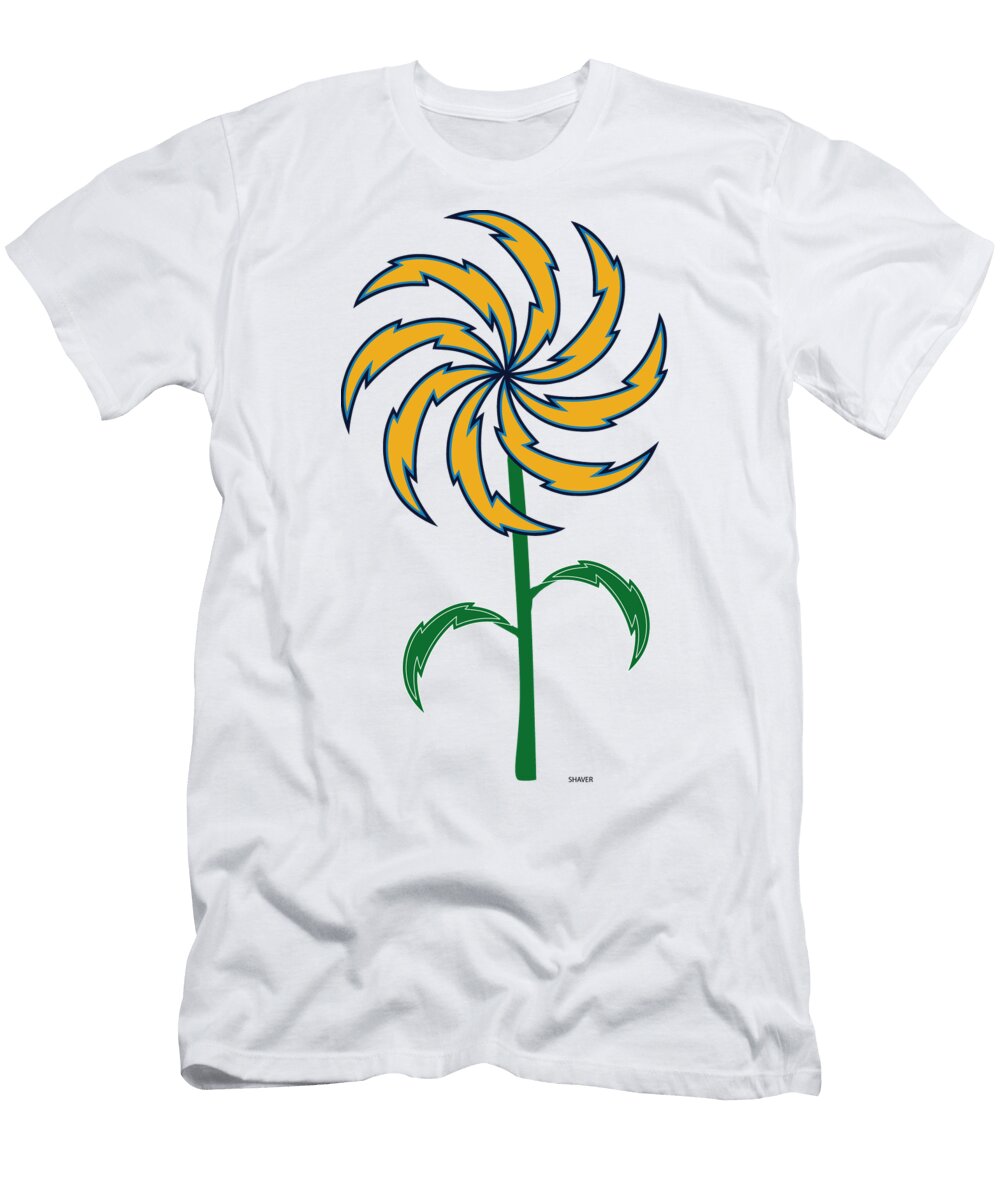 Los Angeles Chargers NFL Football Team Logo Flower Art Steven Shaver T-Shirt