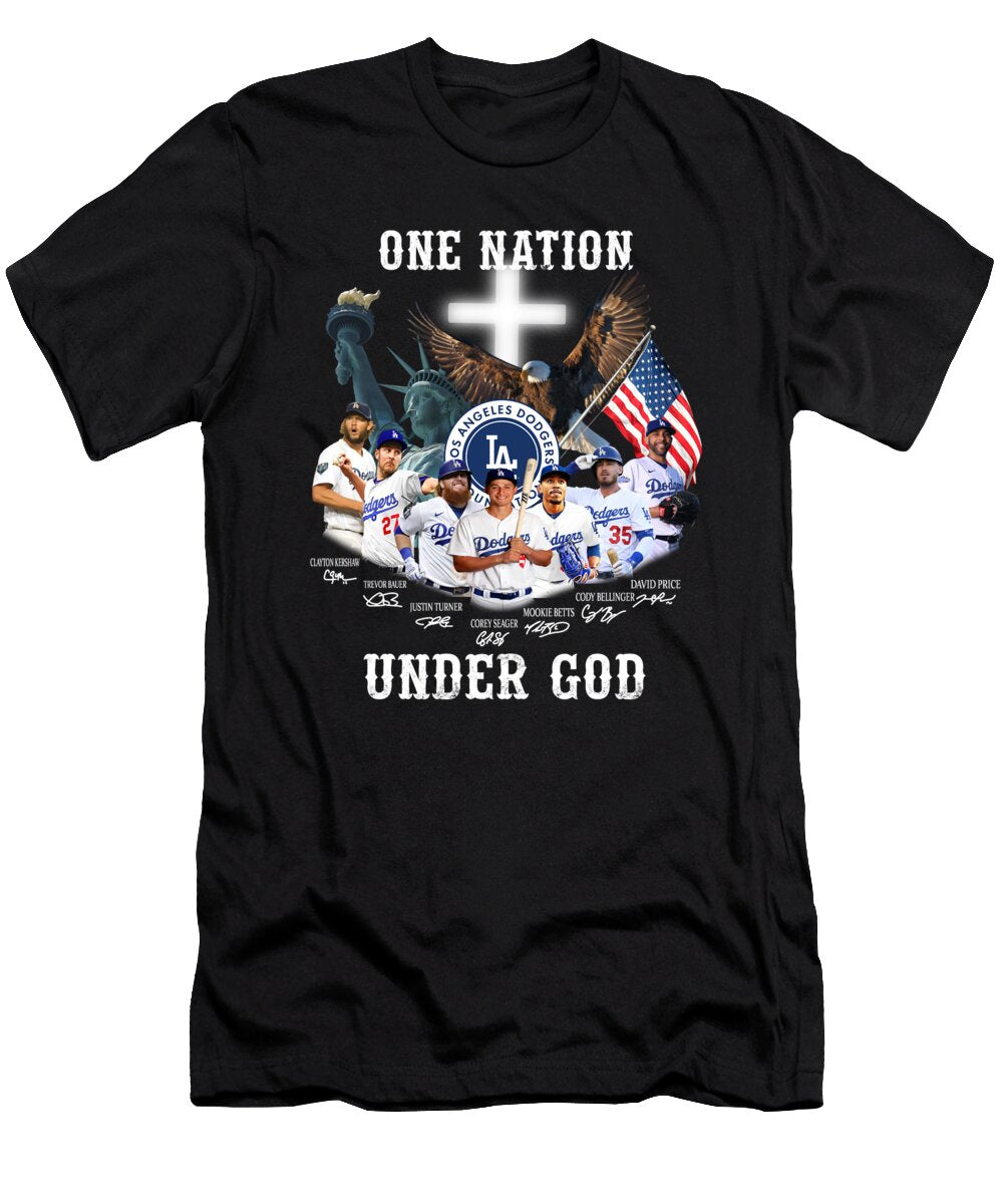 Los Angeles Dodgers One Nation Under God Signatures Th T-Shirt