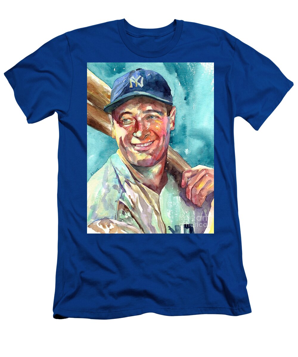 Lou Gehrig Portrait Lee Sinesby T-Shirt