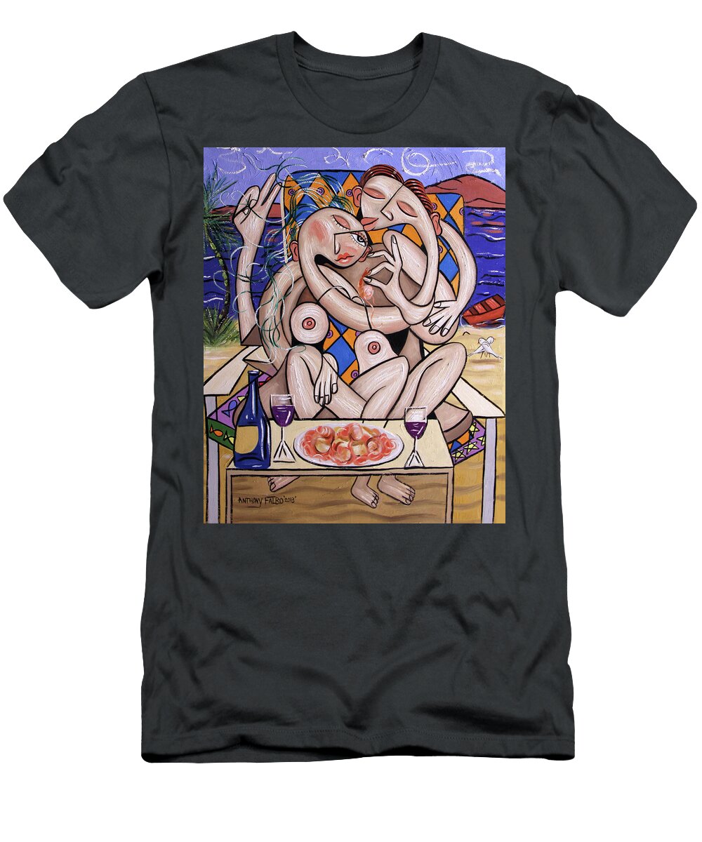 Love on a Deserted Island Shrimp Scallops and Linguine Anthony Falbo T-Shirt
