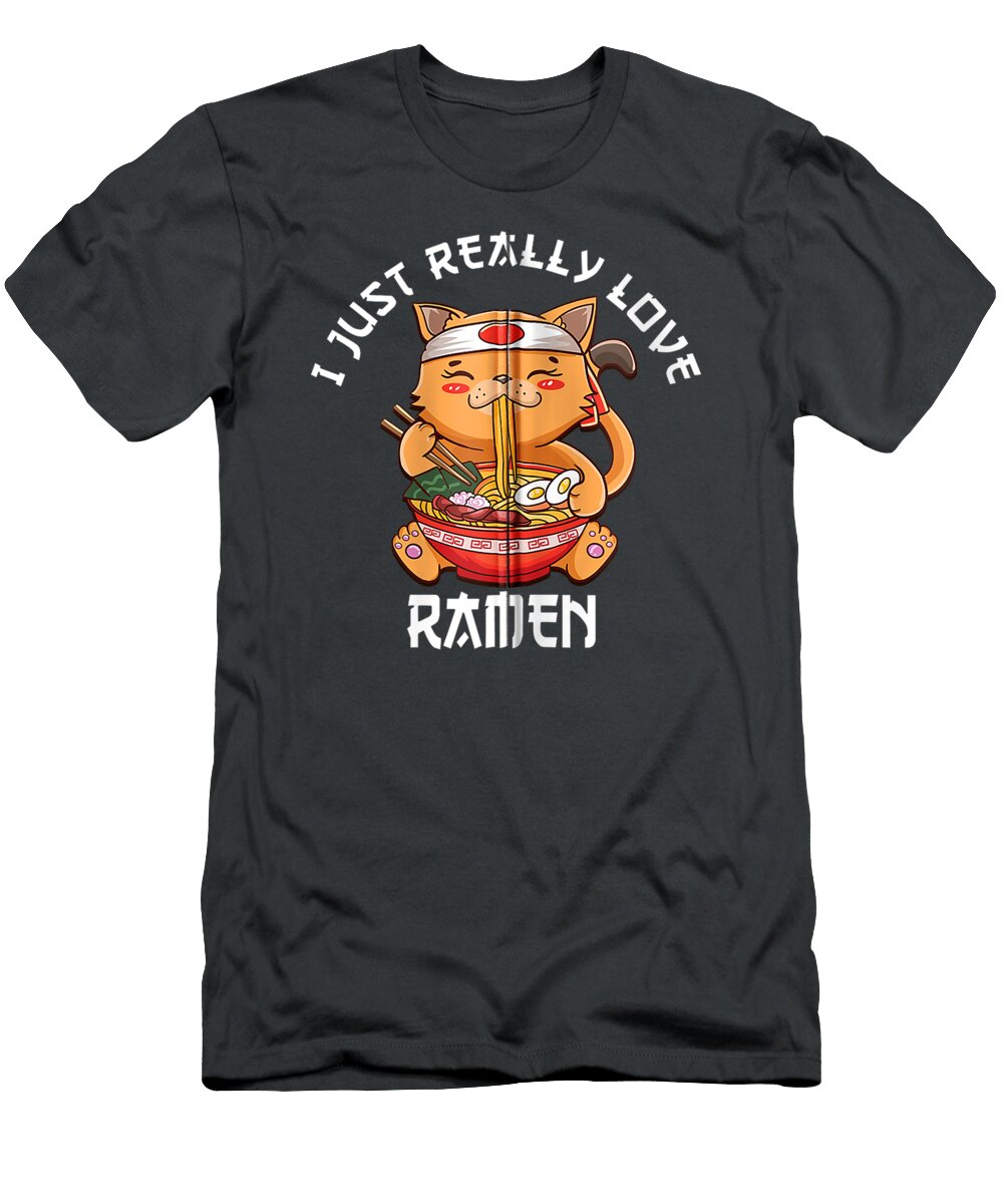Love Ramen Cat Japanese Anime Cute Kawaii Noodles Majidy Mcken T-Shirt