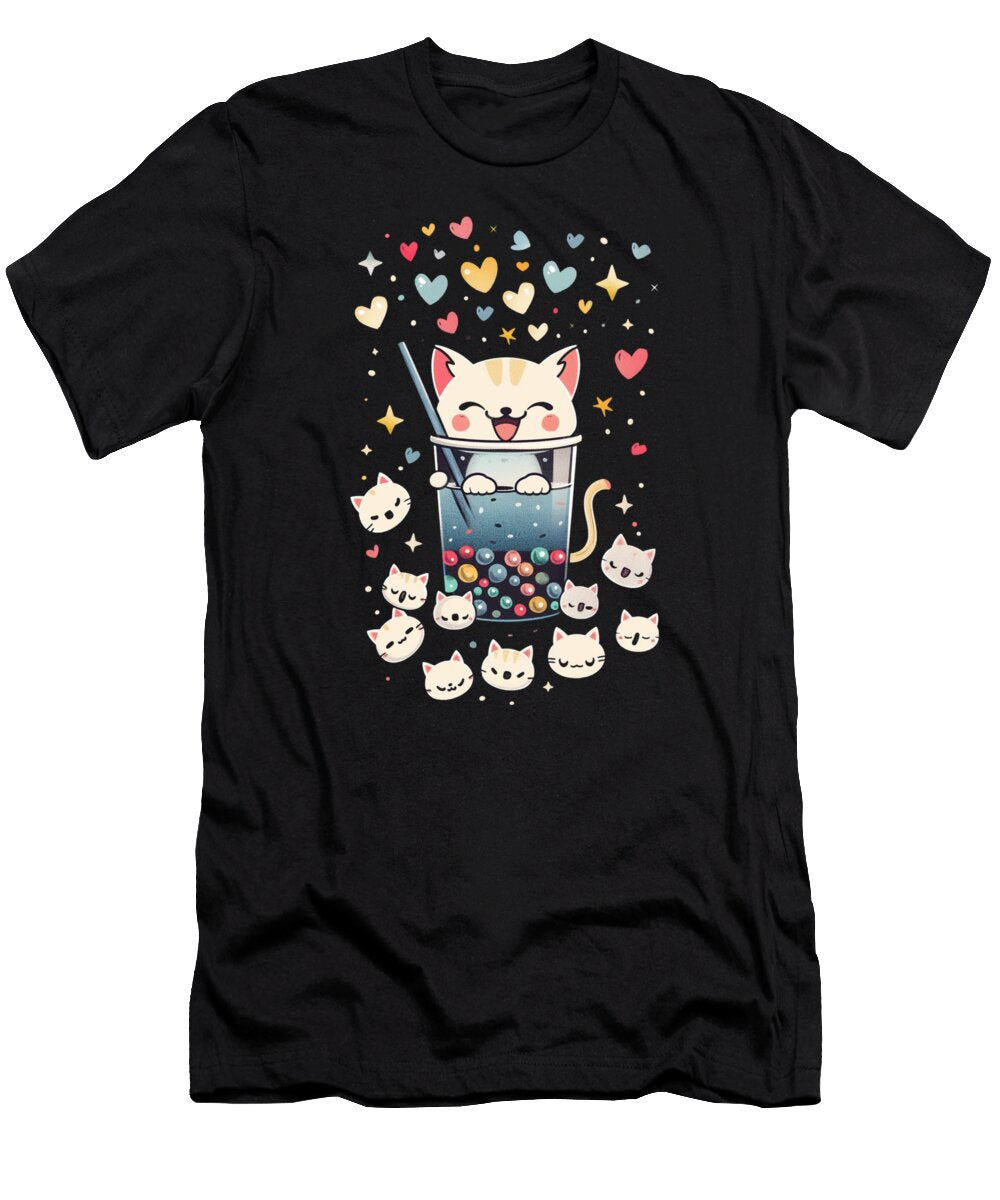 Lucky Cat Bubble Tea Bern Douxie Grimo Art T-Shirt