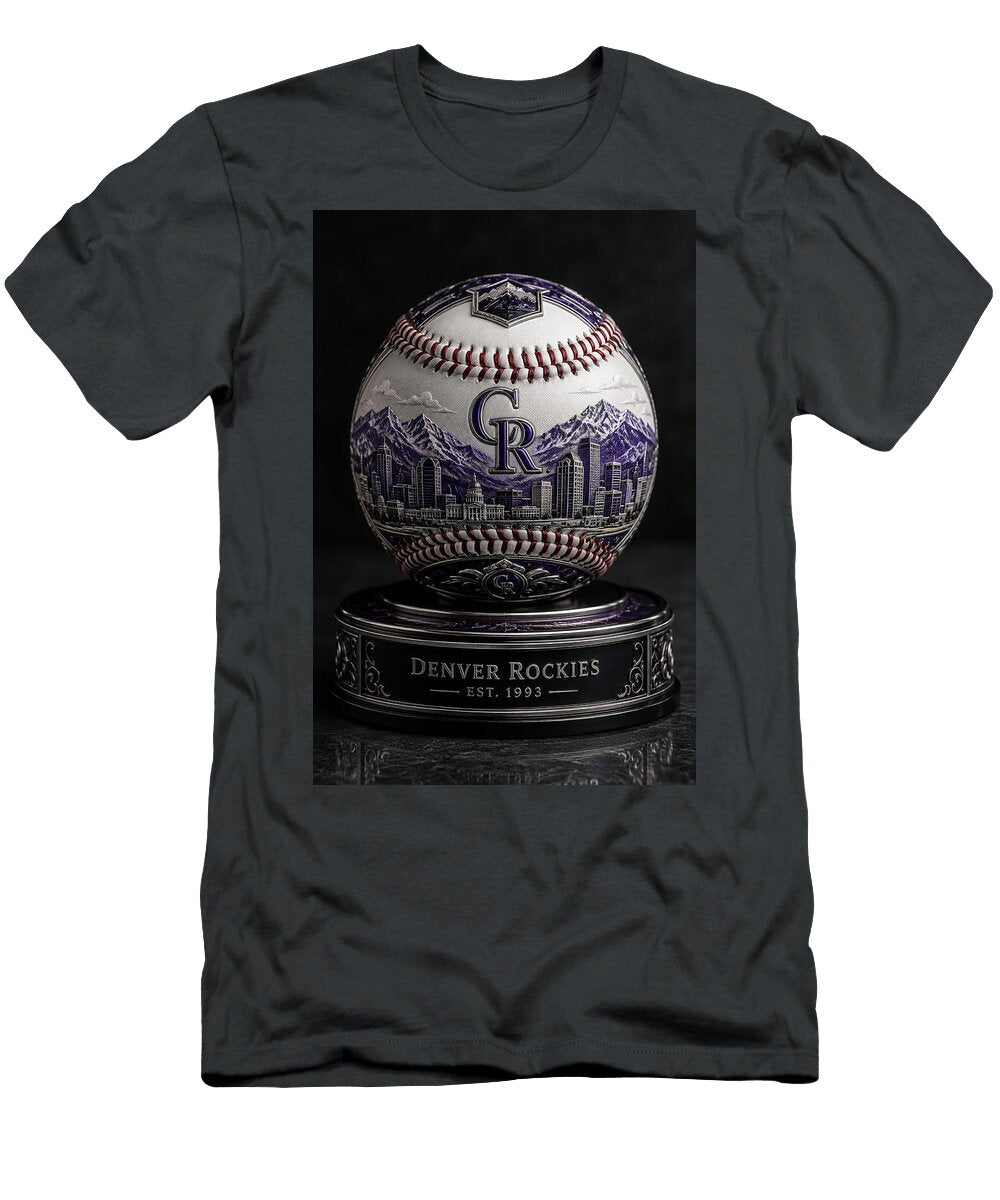 Luxury Denver Rockies Baseball with Mountain Skyline Elegance Max Freeman T-Shirt