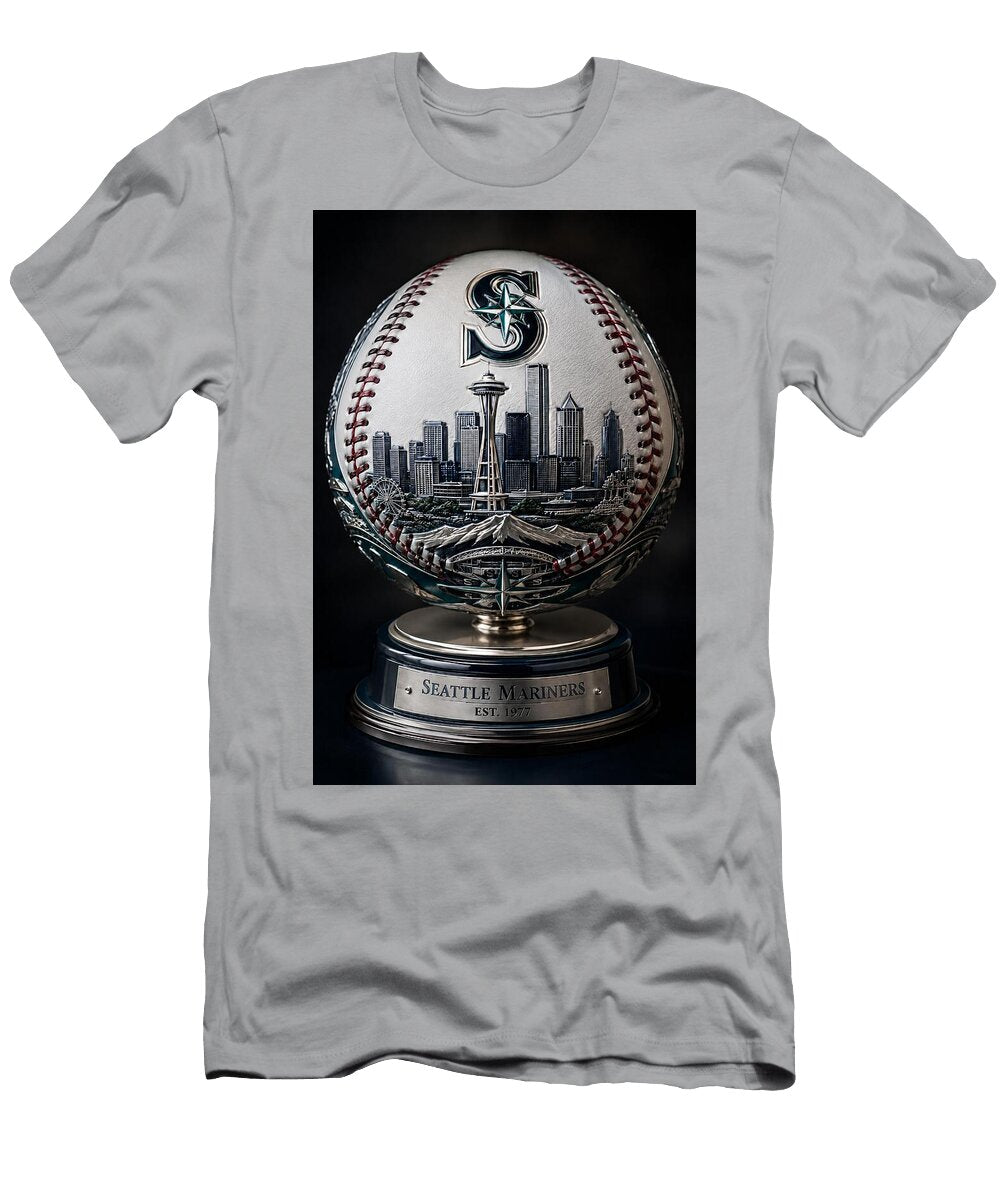 Luxury Seattle Mariners Baseball with Space Needle Skyline Detail Max Freeman T-Shirt