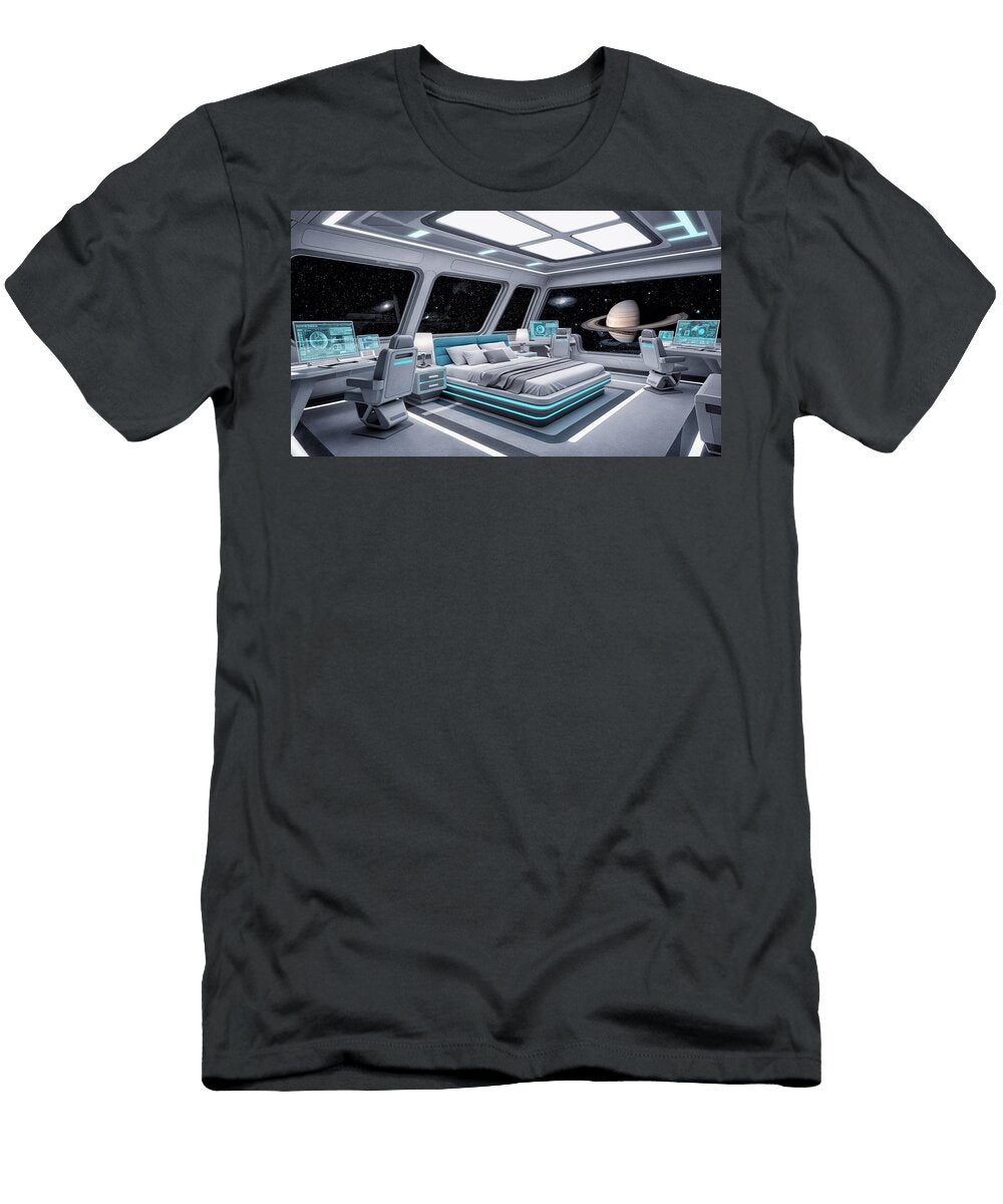 Luxury Spacecraft Bedroom with Saturn View Mango Art T-Shirt
