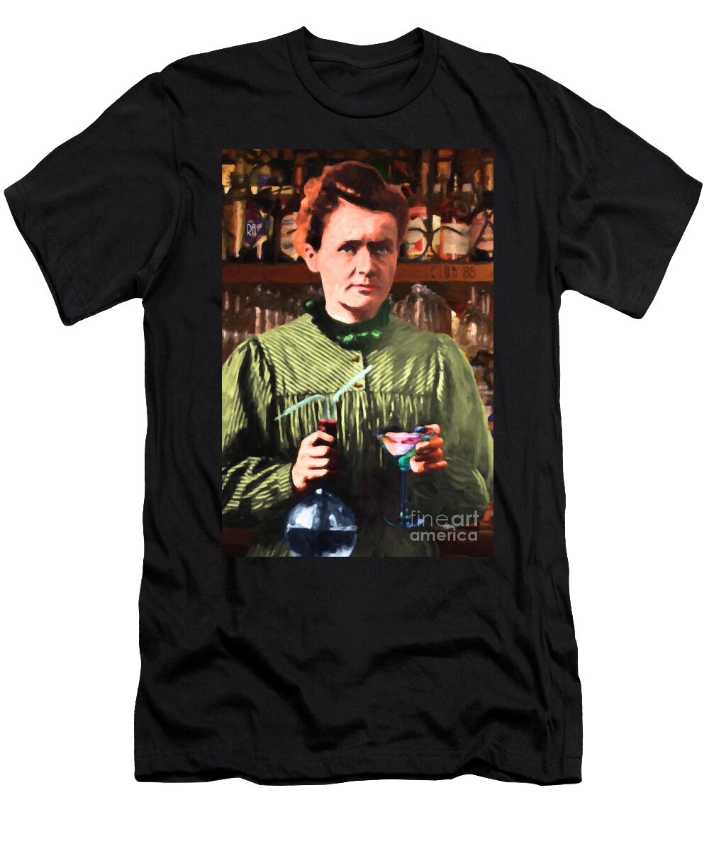 Madame Marie Curie Shaking Up a Martini At the Swank Hipster Club 88 20140625 Wingsdomain Art and Photography T-Shirt