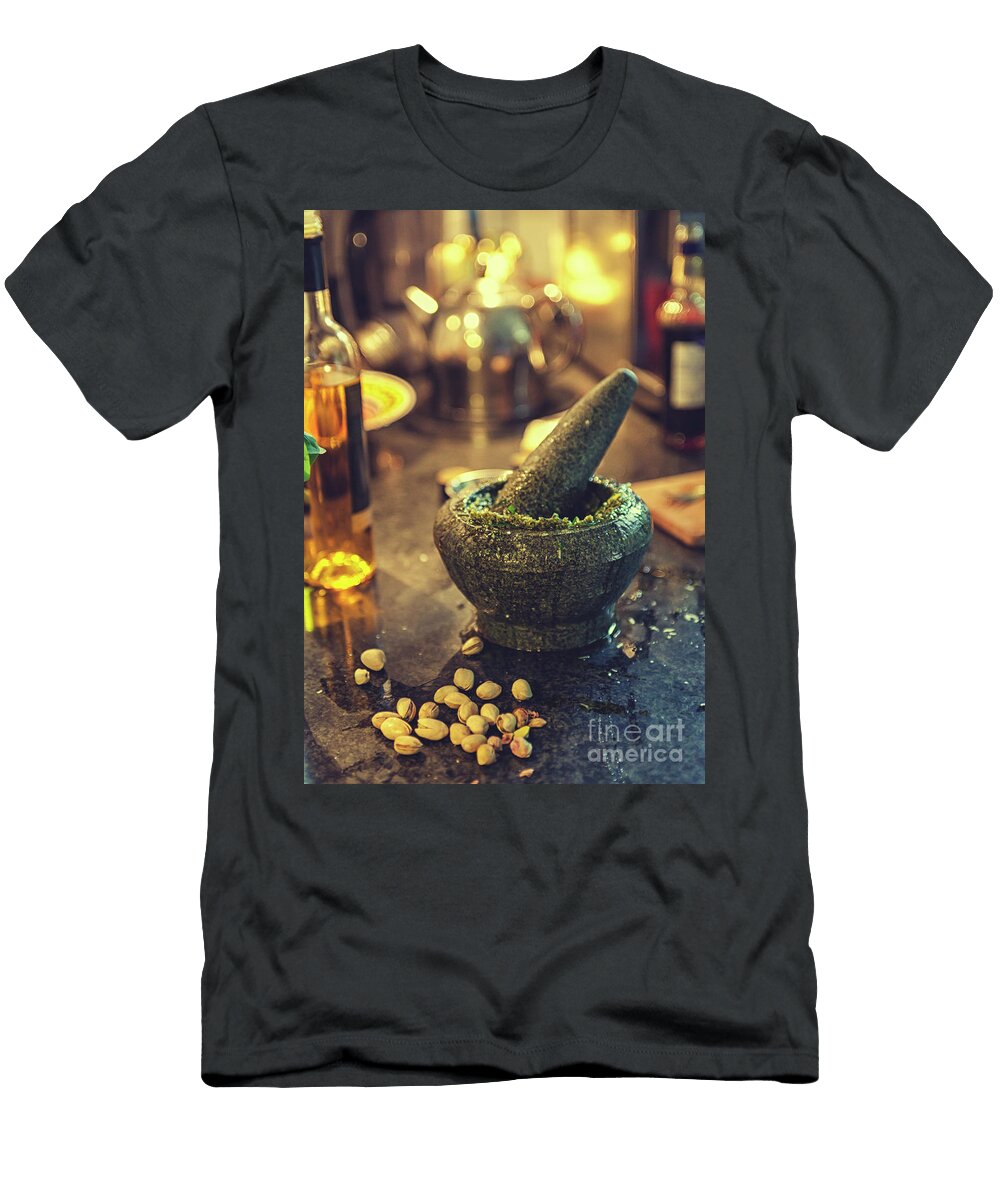 Making Pesto in Kitchen Patricia Hofmeester T-Shirt