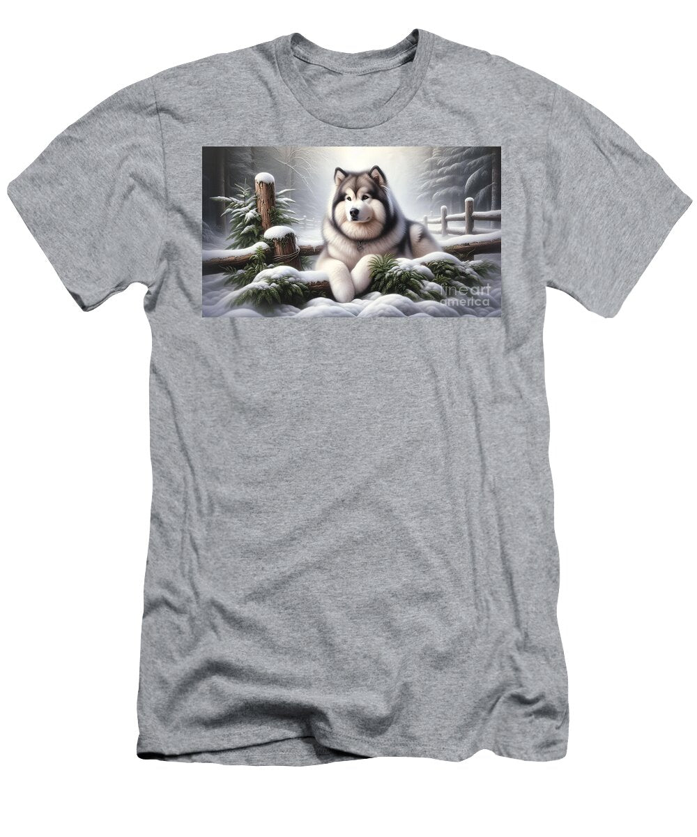 Malamute in Snowy Forest Mia Wikstrom T-Shirt