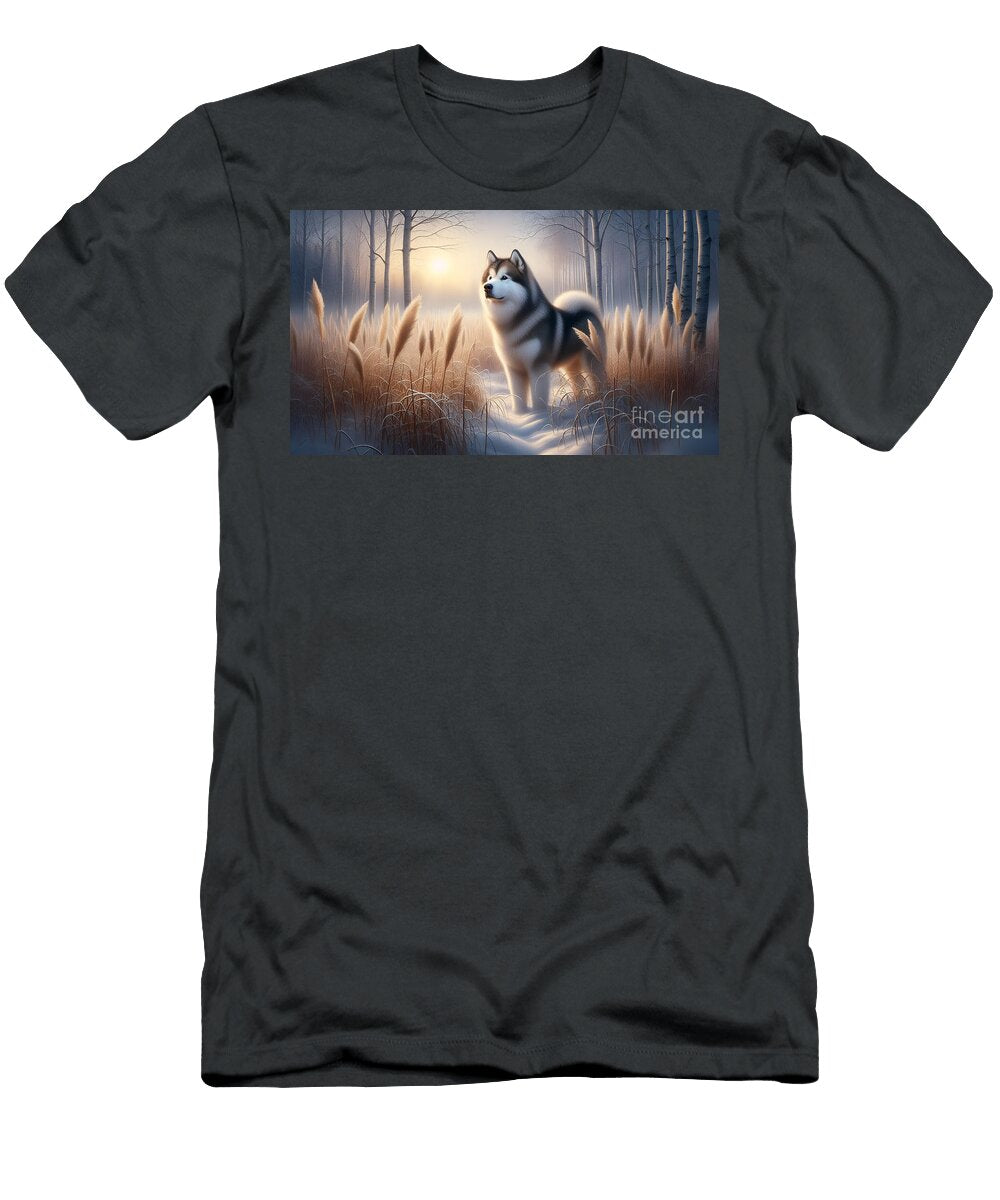 Malamute in Winter Woodland Mia Wikstrom T-Shirt