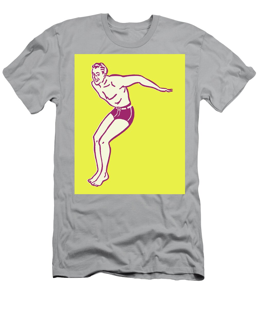 Male Diver About to Jump Off Board Csa Images T-Shirt