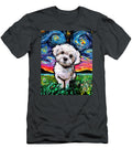 Maltipootarry Night White Maltese Poodle Dog Art By Aja Iretio Domini T-Shirt