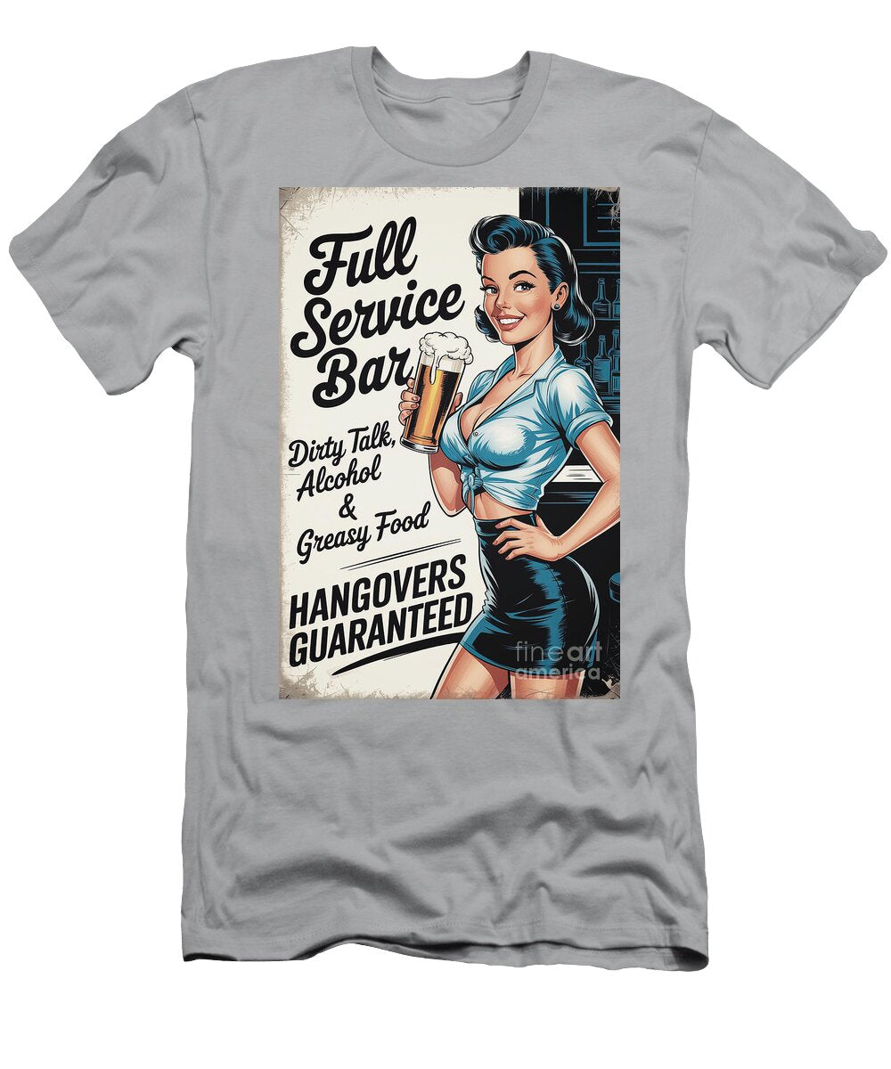 Man Cave Bar Advertisement Pin Up Aged Pixel T-Shirt