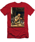 Man Eating Pasta with Robot Monkeys Team of Monkeys T-Shirt