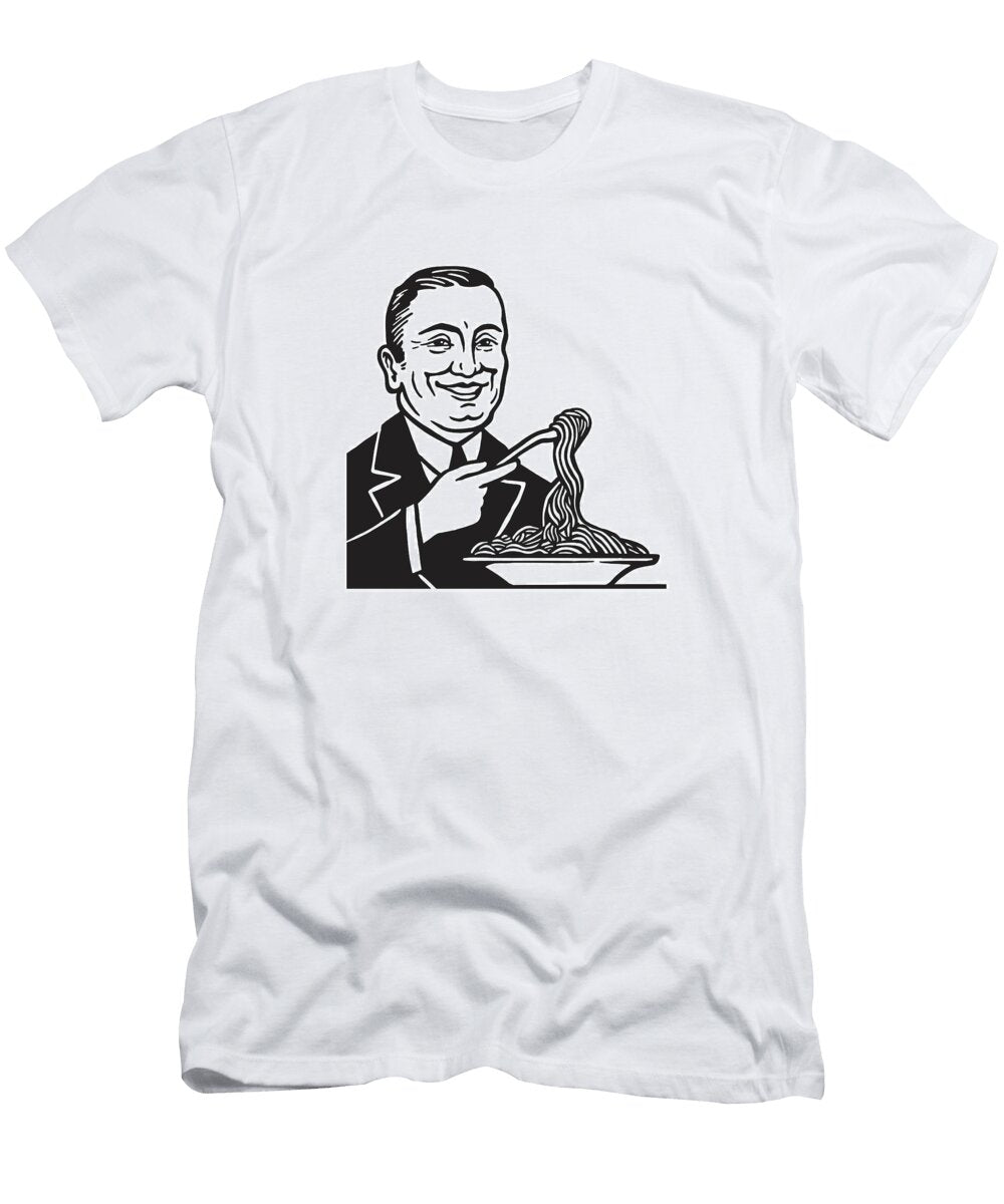 Man Eating Spaghetti Csa Images T-Shirt