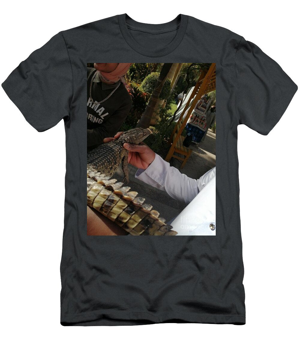 Man Holding a Snake Aesha Mohamed T-Shirt