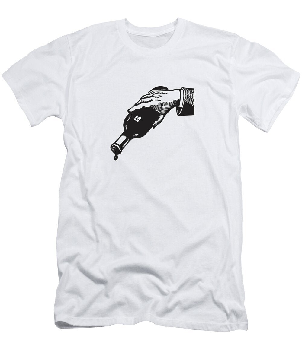 Man Pouring Last Drops of Wine From Bottle Csa Images T-Shirt