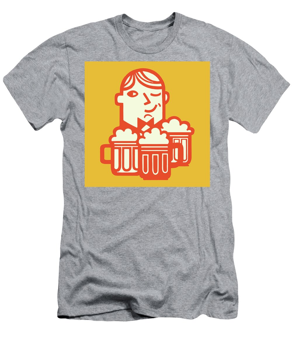 Man with Mugs of Beer Csa Images T-Shirt