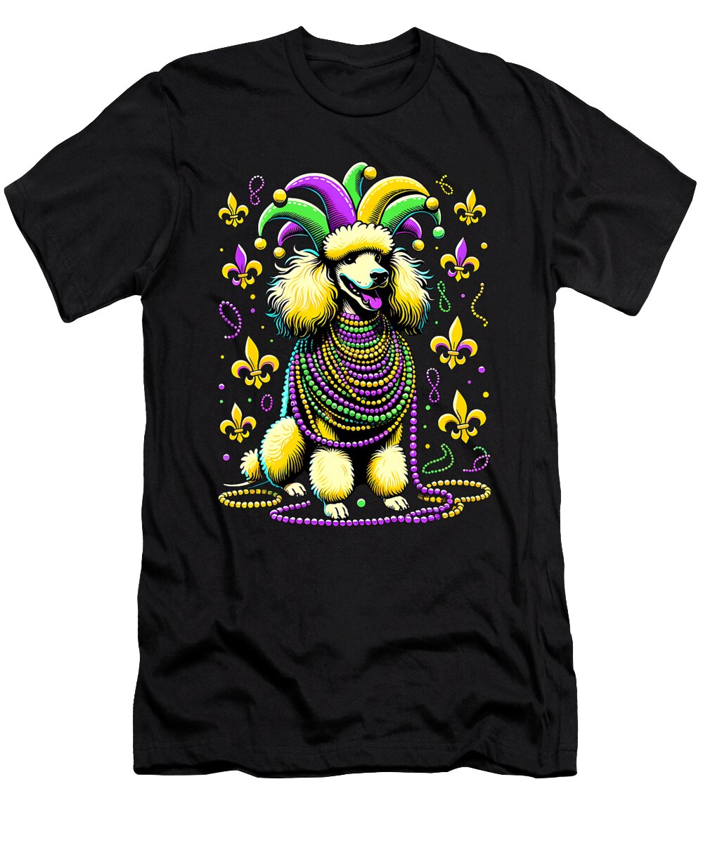 Mardi Gras Poodle Dog Jester Natalie Lidford T-Shirt