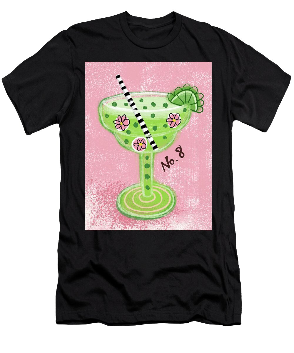 Margarita Cocktail on Pink Flo Karp T-Shirt