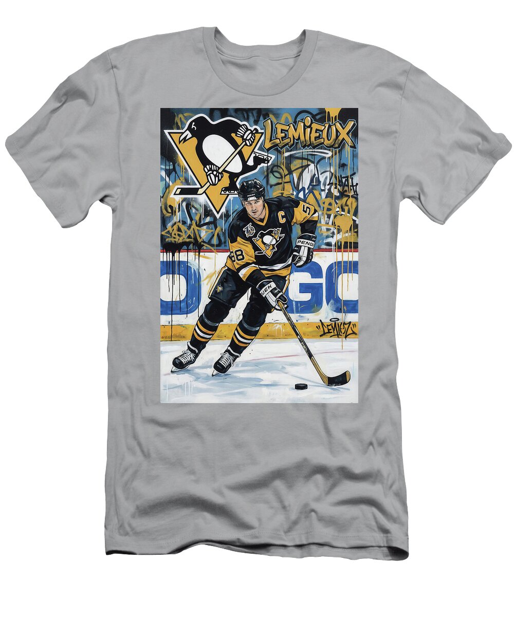 Mario Lemieux Pittsburgh Penguins Graffiti Poster Hockey Player NFL Sampadart Gallery T-Shirt