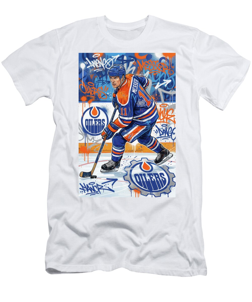 Mark Messier Oilers Graffiti Poster Hockey Player NHL Sampadart Gallery T-Shirt